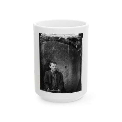 Washington Navy Yard, D.C. Edman Spangler, A  Conspirator,  Manacled (U.S. Civil War) White Coffee Mug