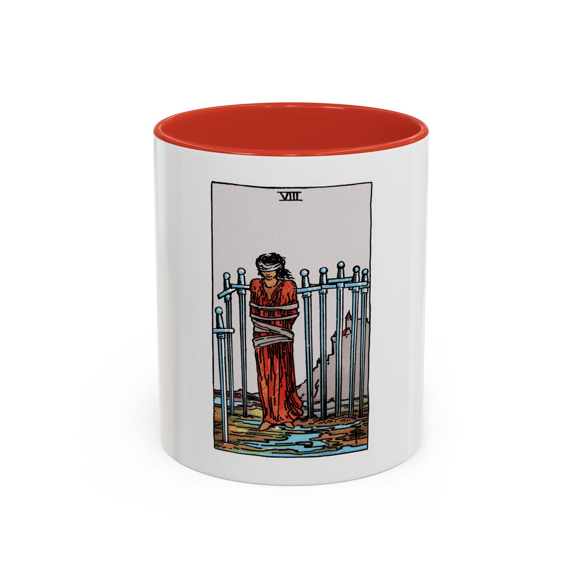 The 8 of Swords (Tarot Card) Accent Coffee Mug