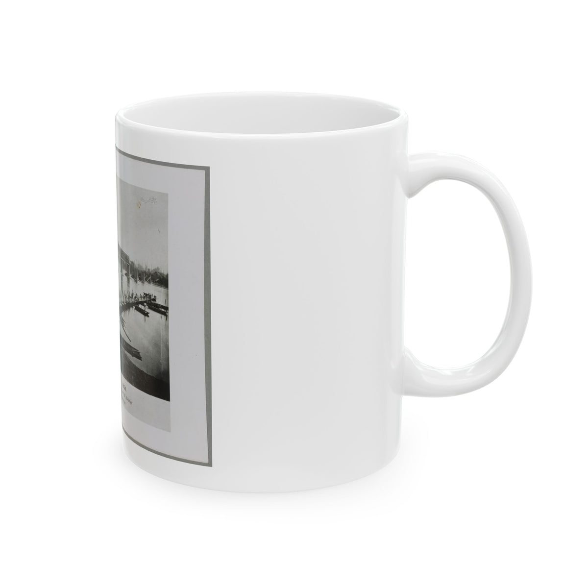 Bridgeport, Tenn. (I.E. Alabama), 1864, Showing Ruins Of Nashville & Chattanooga R.R. Bridge And Construction Of A Pontoon Bridge (U.S. Civil War) White Coffee Mug