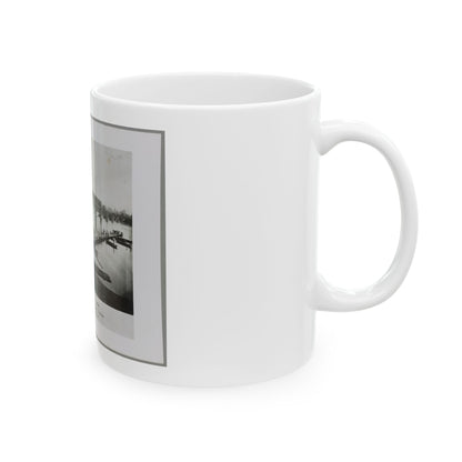 Bridgeport, Tenn. (I.E. Alabama), 1864, Showing Ruins Of Nashville & Chattanooga R.R. Bridge And Construction Of A Pontoon Bridge (U.S. Civil War) White Coffee Mug