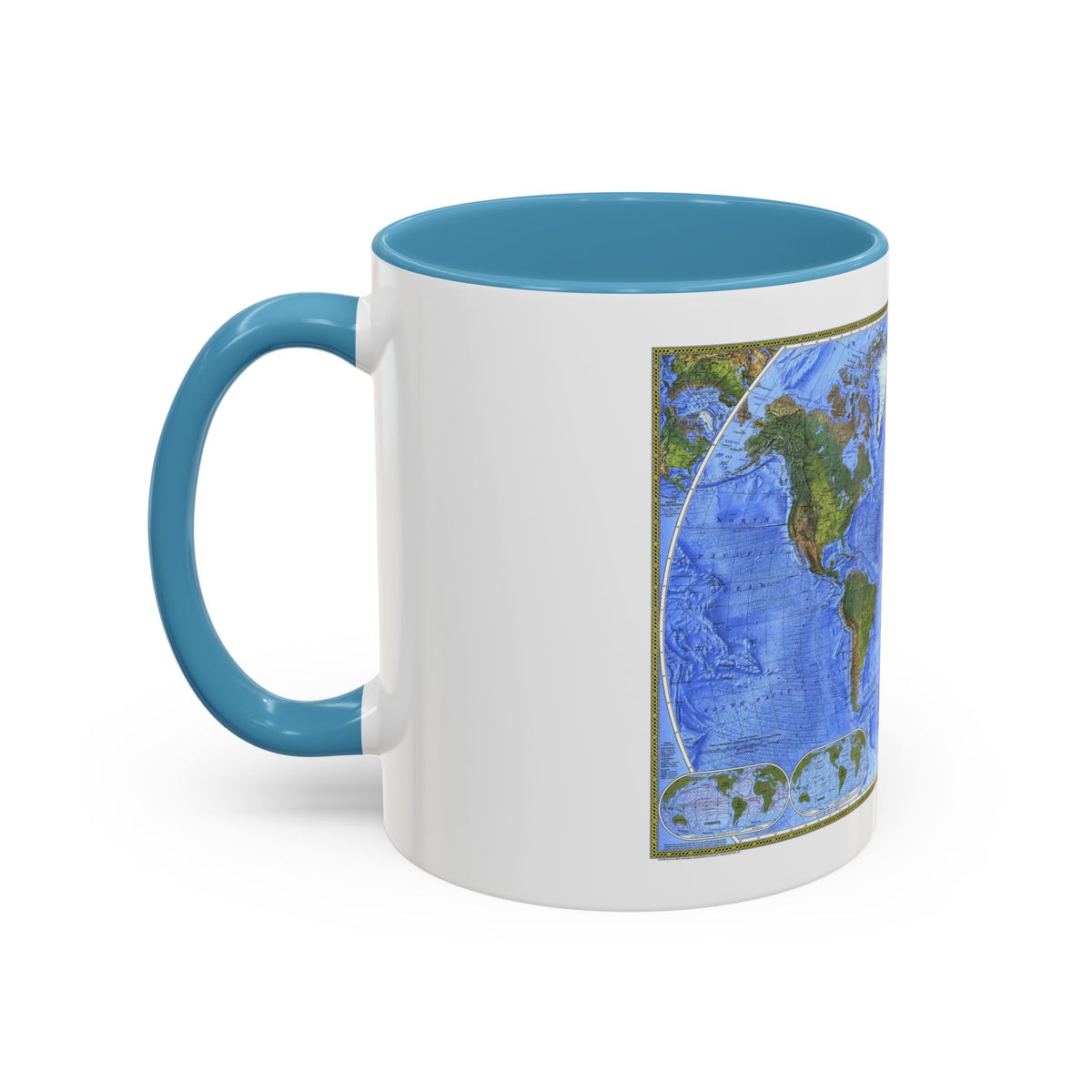 World Map - The Physical World (1975) (Map) Accent Coffee Mug