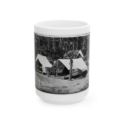 Morris Island, South Carolina. General Quincy A. Gillmore In Front Of His Tent 001 (U.S. Civil War) White Coffee Mug
