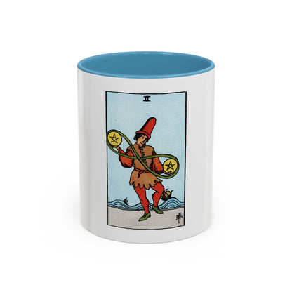 The 2 of Pentacles (Tarot Card) Accent Coffee Mug