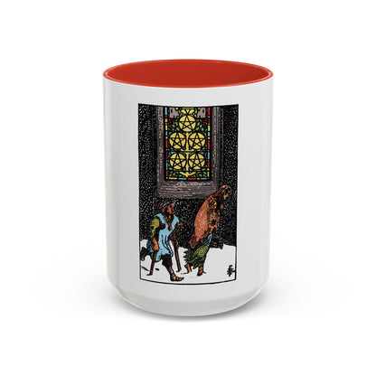 The 5 of Pentacles (Tarot Card) Accent Coffee Mug