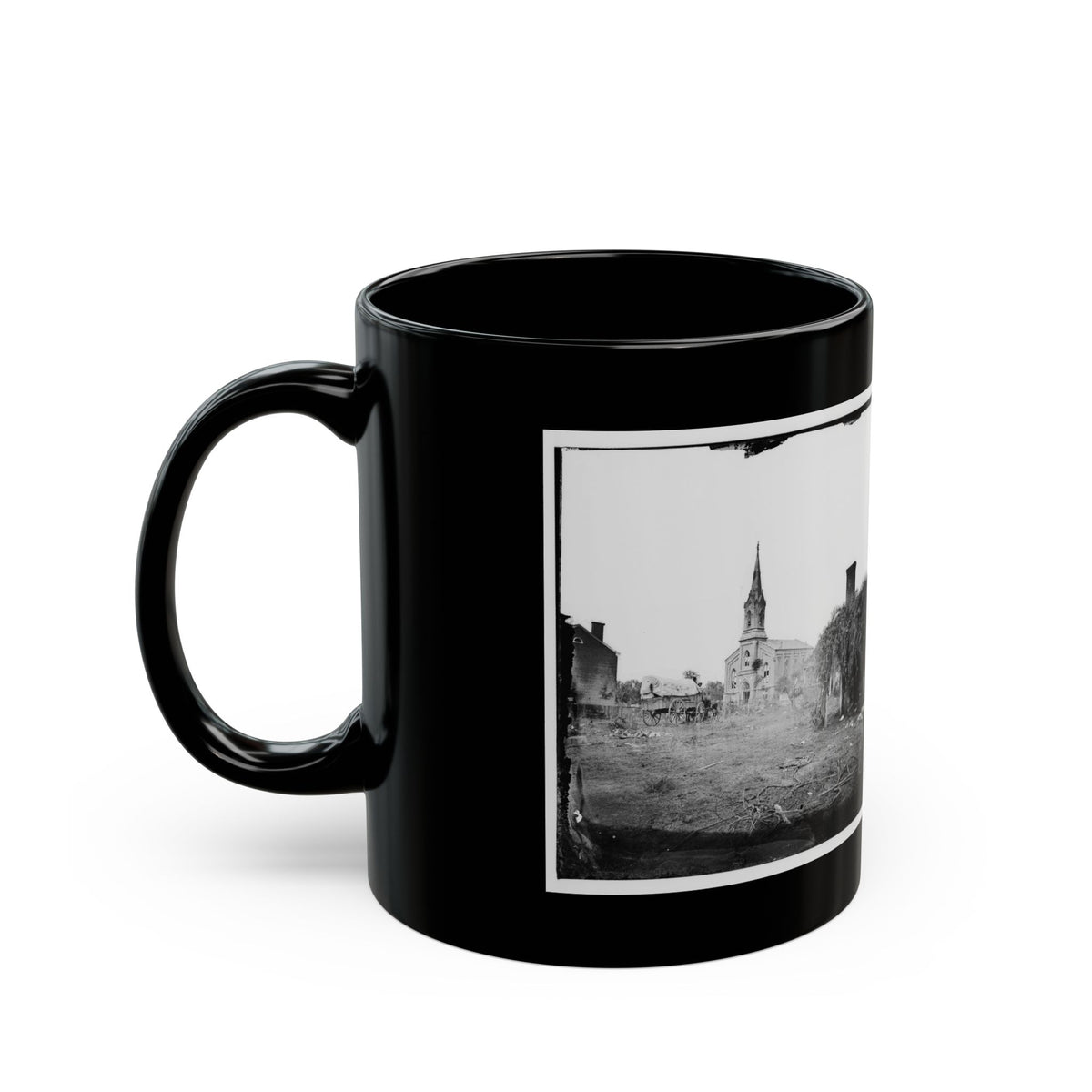 Baptist Church, Fredericksburg, Virginia, From The Backyard Of The Sanitary Commission Depot (U.S. Civil War) Black Coffee Mug