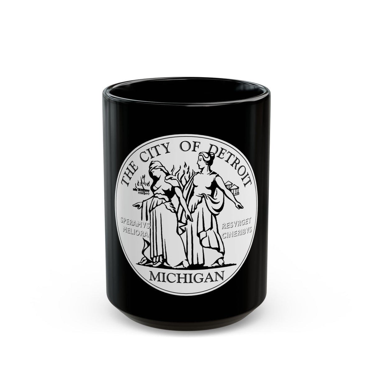 Seal of Detroit - Black Coffee Mug