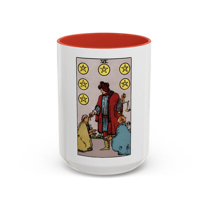 The 6 of Pentacles (Tarot Card) Accent Coffee Mug
