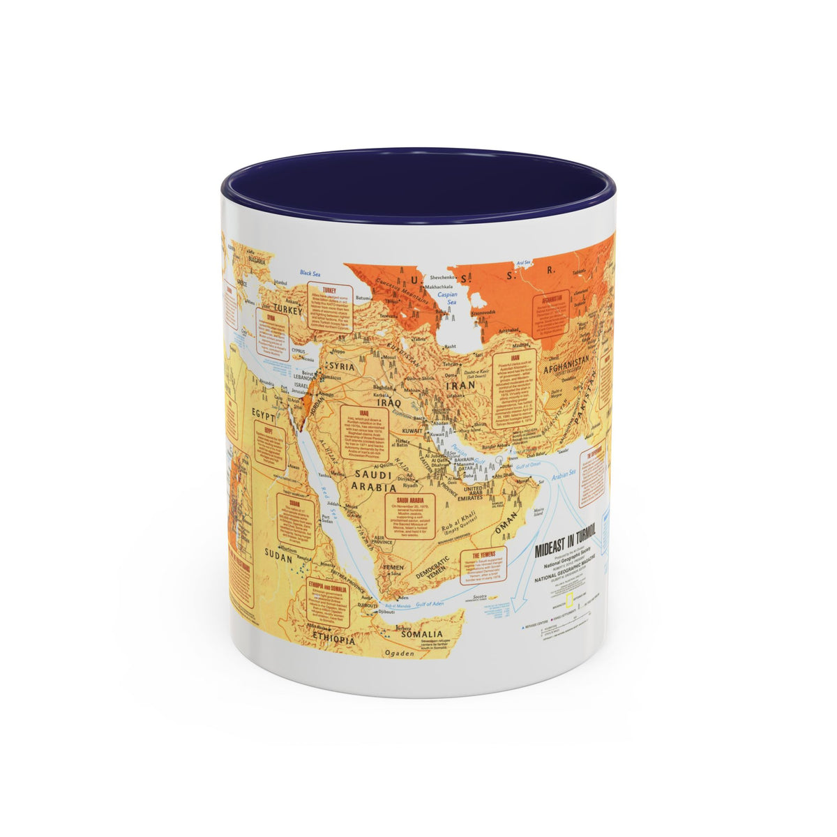 Middle East in Turmoil (1980) (Map) Accent Coffee Mug