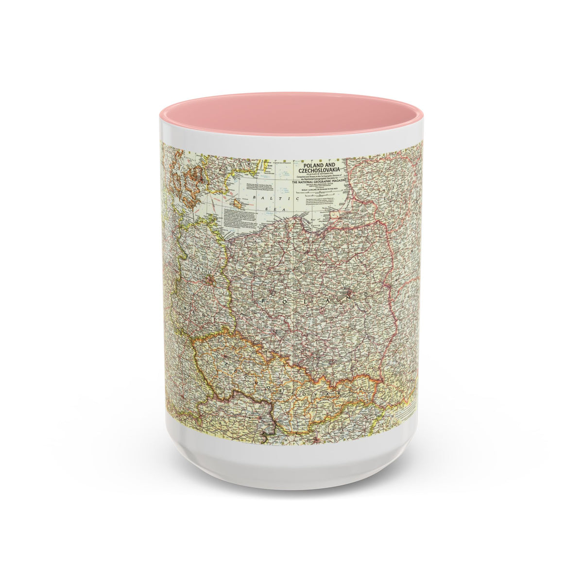 Poland and Czechoslovakia (1958) (Map) Accent Coffee Mug