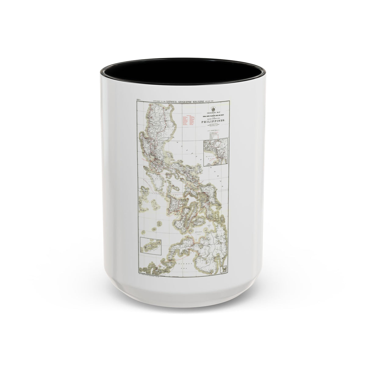 Philippines, The 1 & 2 (1902) (Map) Accent Coffee Mug