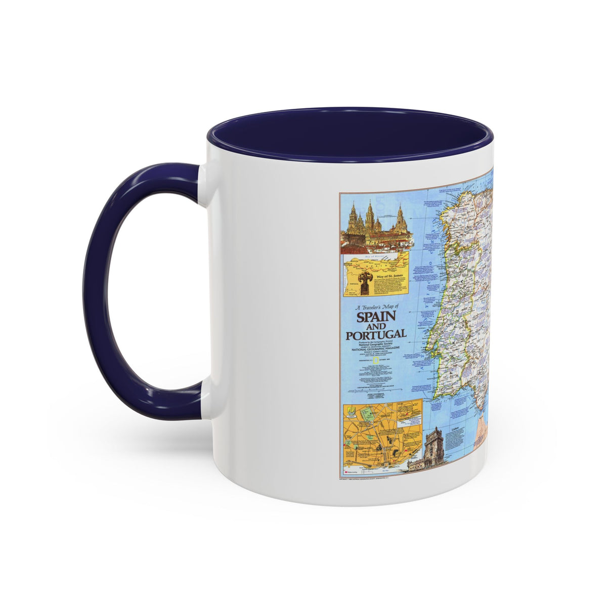 Spain and Portugal - A Traveller's Map 1 (1984) (Map) Accent Coffee Mug