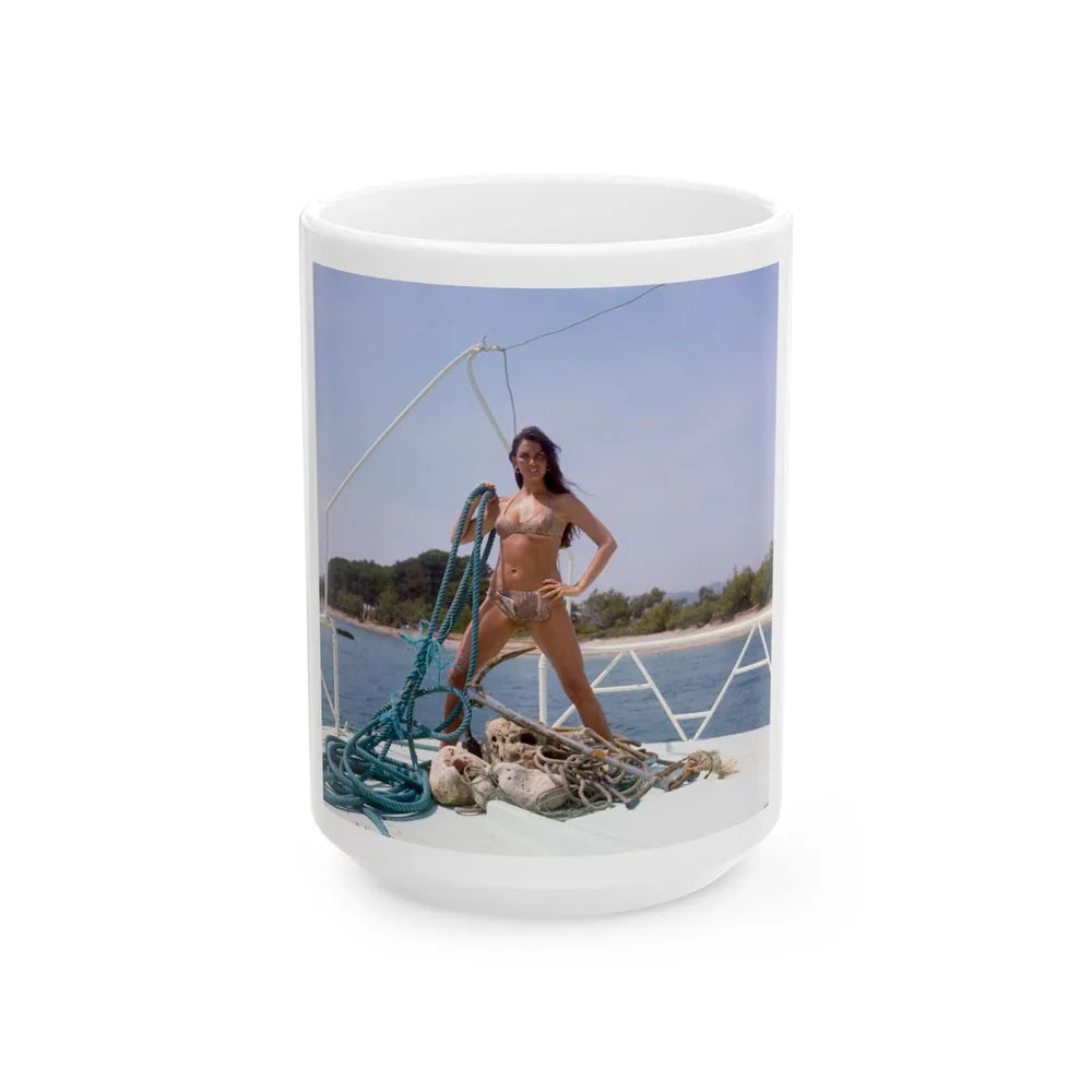 Caroline Munro #297 (Vintage Female Icon) White Coffee Mug-15oz-Go Mug Yourself