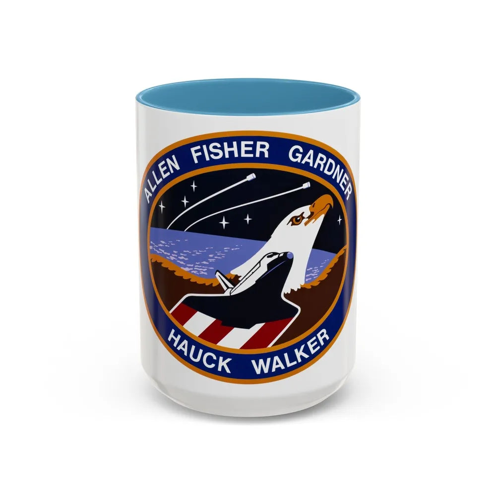 STS 51 a (NASA) Accent Coffee Mug-15oz-Light Blue-Go Mug Yourself