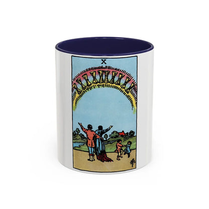 The 10 of Cups (Tarot Card) Accent Coffee Mug-11oz-Navy-Go Mug Yourself