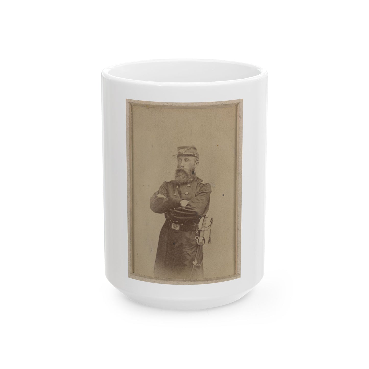 Colonel Francis L. Lee Of 4th Massachusetts Infantry Battalion And 44th Massachusetts Infantry Regiment In Uniform With Sword (U.S. Civil War) White Coffee Mug