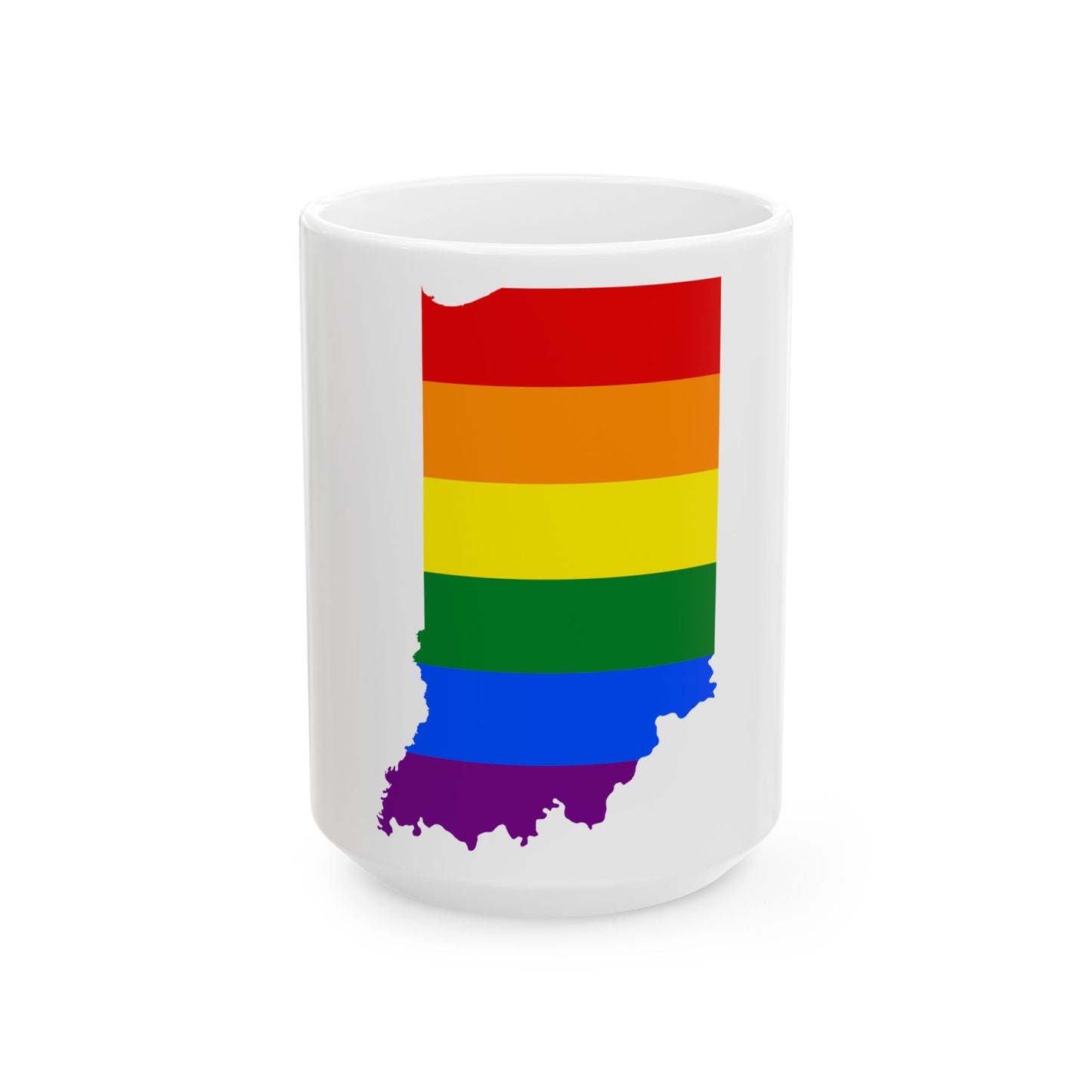 LGBT flag map of Indiana (United States) White Coffee Mug