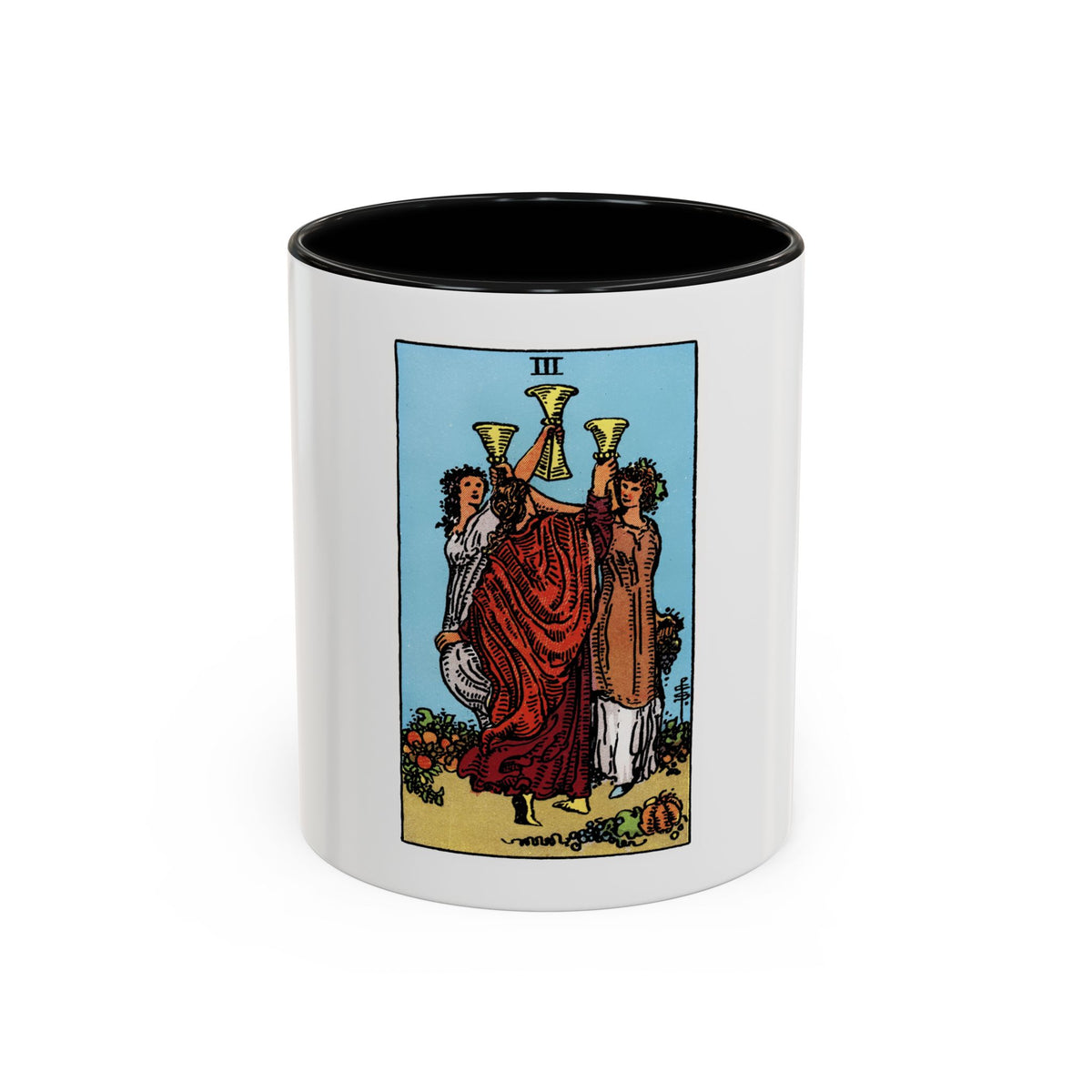 The 3 of Cups (Tarot Card) Accent Coffee Mug