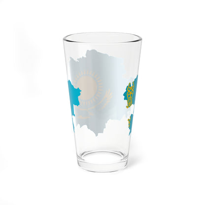 Flag map of Kazakhstan (Kazakhstan) Pint Glass 16oz