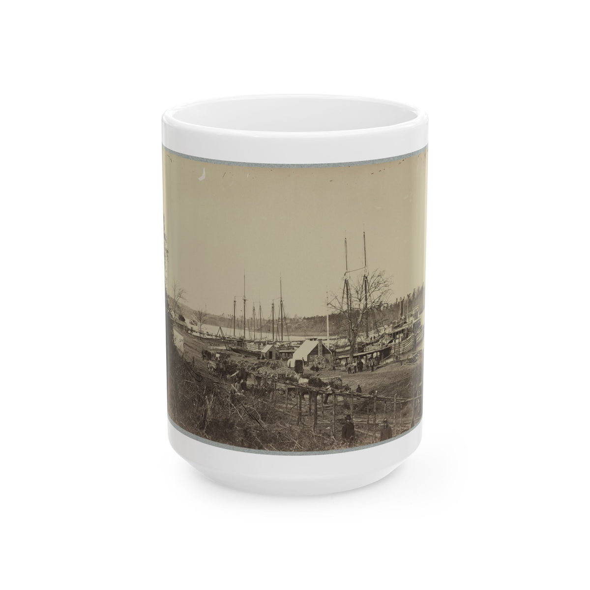 Broadway Landing, Appomattox River, Va., Butler's Signal Tower At Point Of Rocks, In Distance (U.S. Civil War) White Coffee Mug