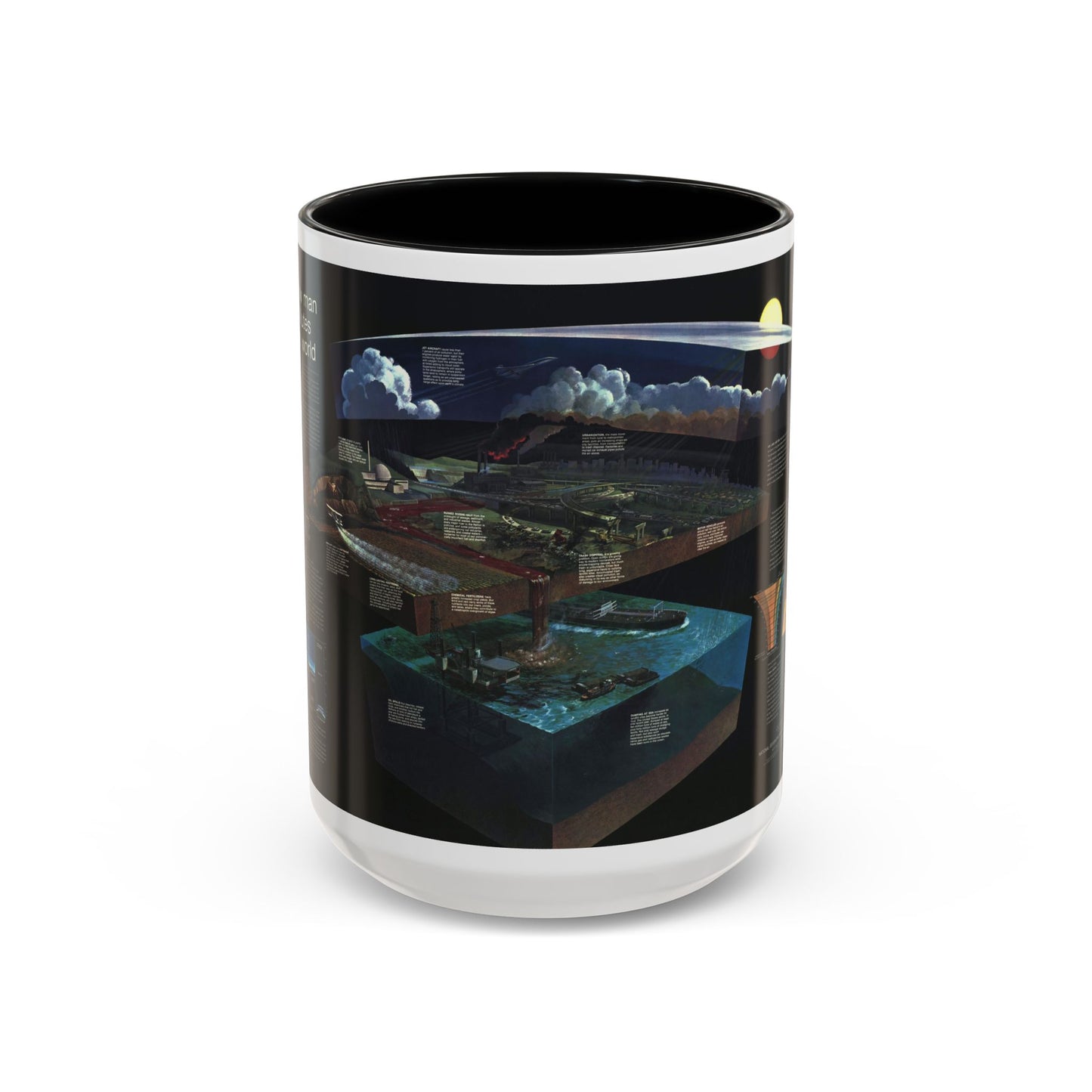 How Man Pollutes His World (1970) (Map) Accent Coffee Mug