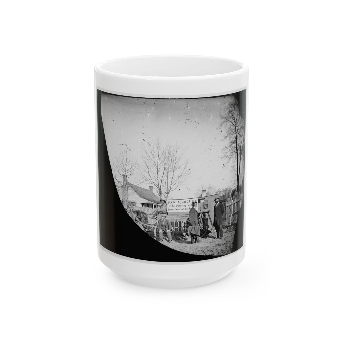 Unknown Location. Wagons And Camera Of Sam A. Cooley, U.S. Photographer, Department Of The South (U.S. Civil War) White Coffee Mug
