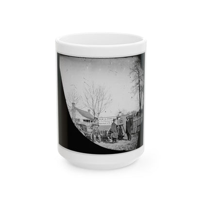 Unknown Location. Wagons And Camera Of Sam A. Cooley, U.S. Photographer, Department Of The South (U.S. Civil War) White Coffee Mug