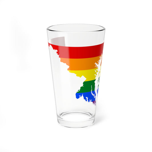 LGBT flag map of Maryland (United States) Pint Glass 16oz