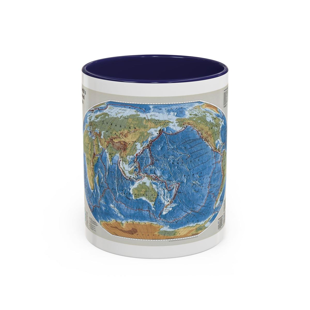 World Map - Tectonic Plates (1999) (Map) Accent Coffee Mug