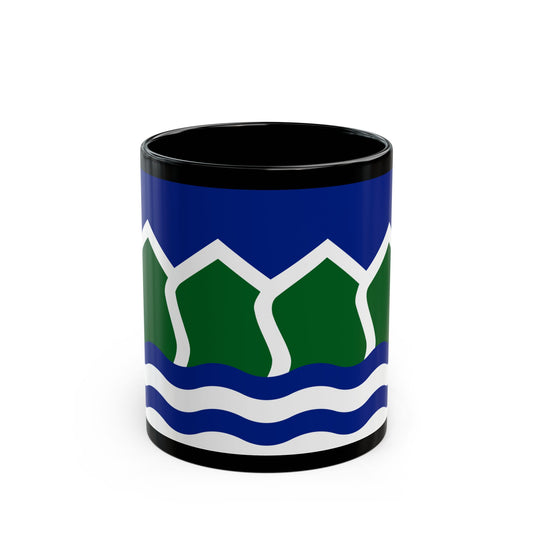 Flag of North Vancouver British Columbia district municipality Canada - Black Coffee Mug-11oz-Go Mug Yourself