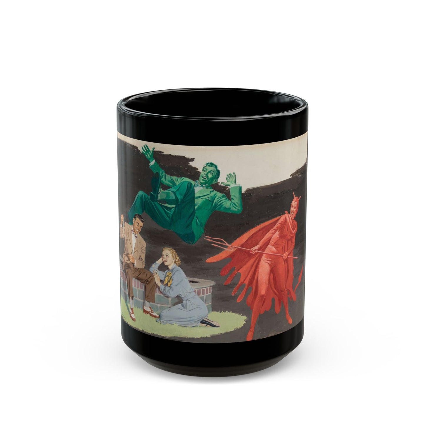 Devil and Angel, American Weekly Magazine interior illustration, 1951 - Black Coffee Mug-15oz-Go Mug Yourself