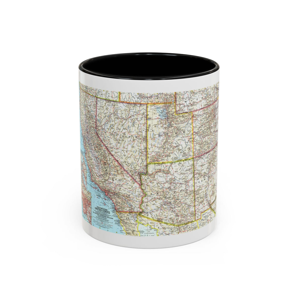 Detailed cream-toned map of the southwestern United States with state borders, roads and inset city maps.
