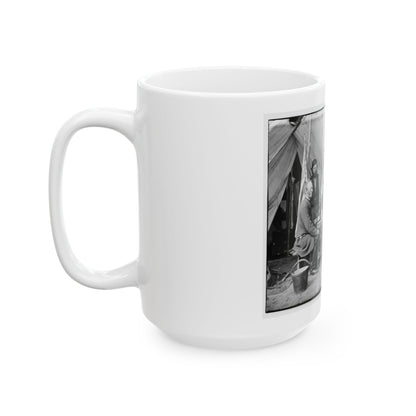 Yorktown, Va., Vicinity. Group Before The Photographic Tent At Camp Winfield Scott (U.S. Civil War) White Coffee Mug