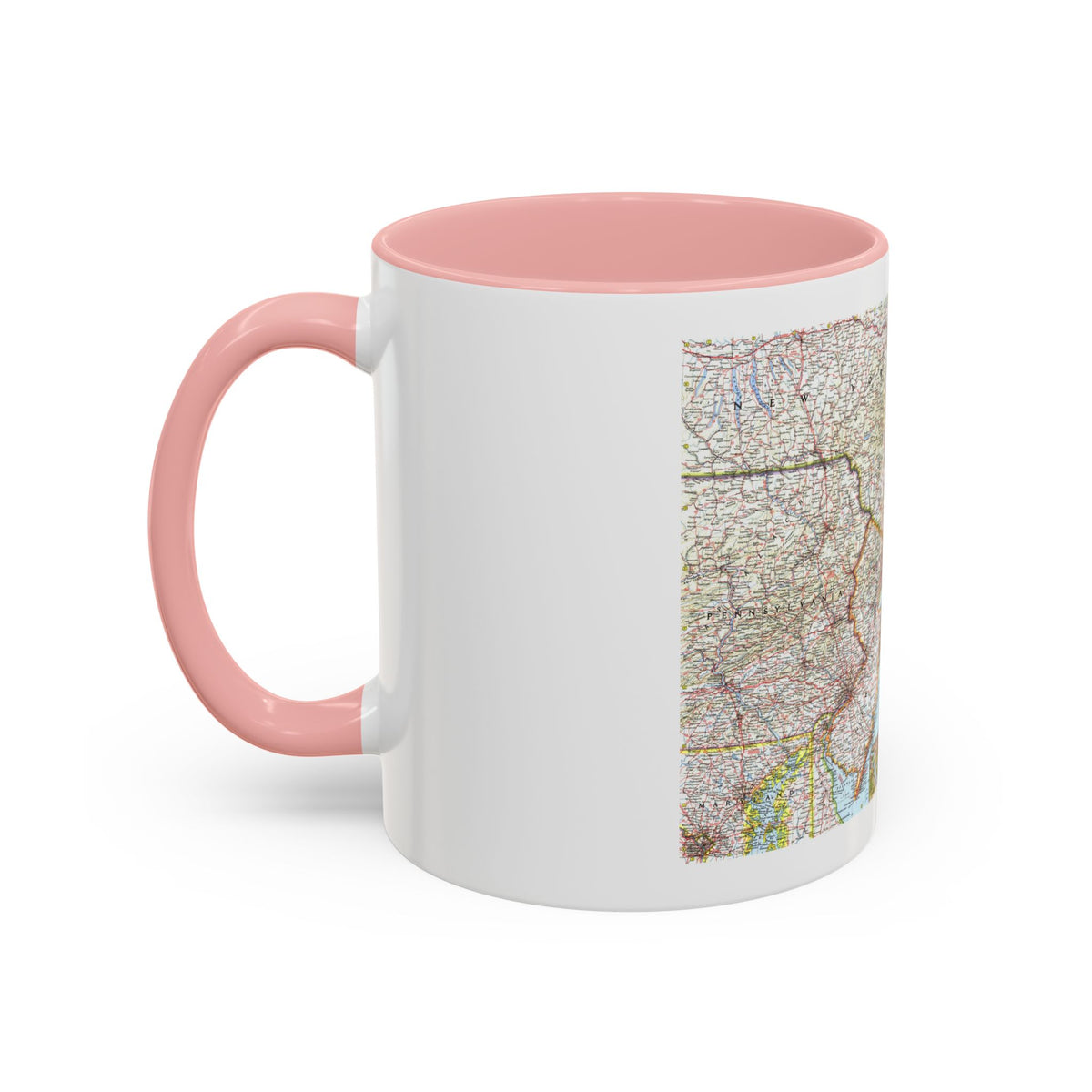 USA - Washington to Boston (1962) (Map) Accent Coffee Mug