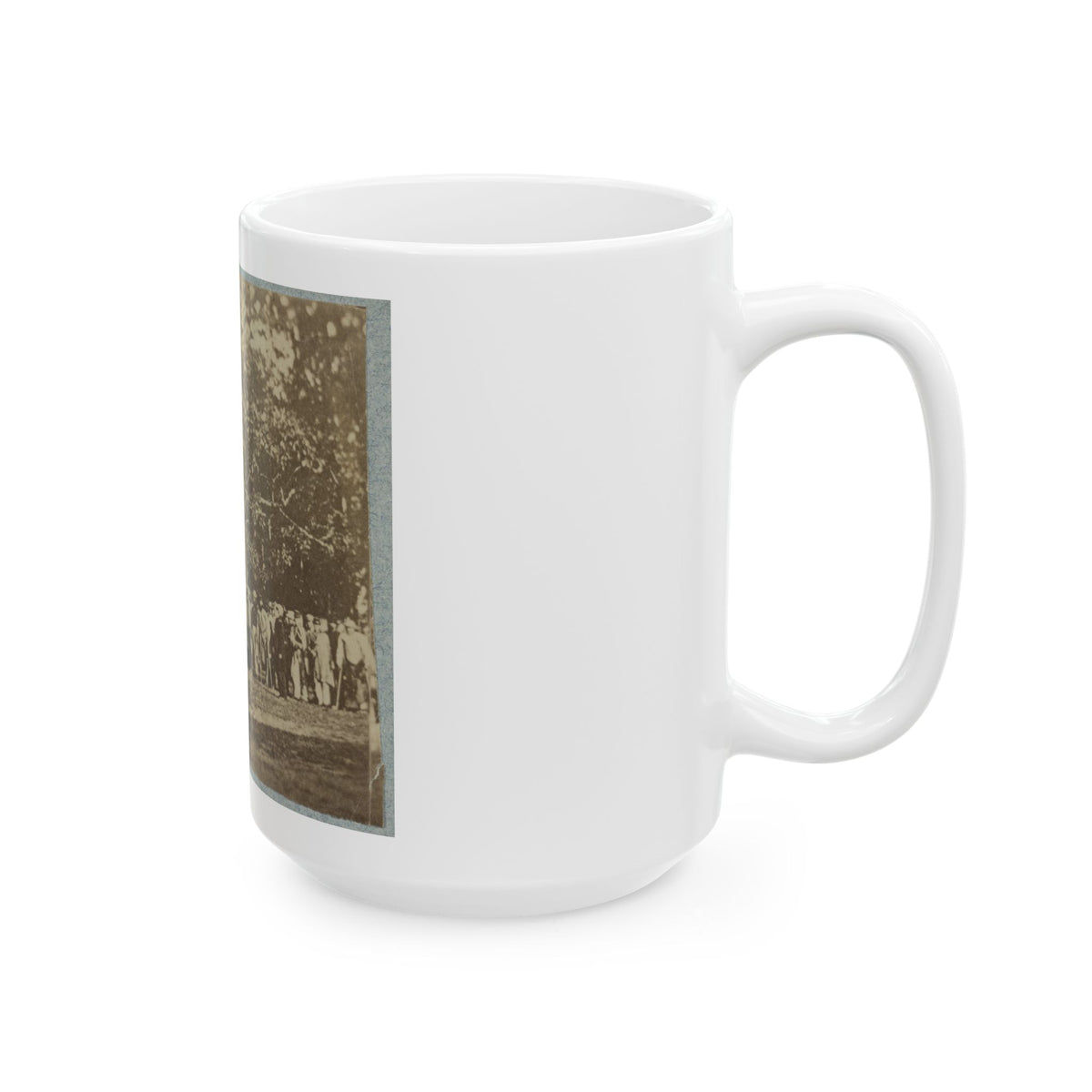 Group Of Soldiers, Some In Uniform And Some With Crutches, Pose In Front Of The Woods Possibly In Pennsylvania (U.S. Civil War) White Coffee Mug