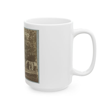 Group Of Soldiers, Some In Uniform And Some With Crutches, Pose In Front Of The Woods Possibly In Pennsylvania (U.S. Civil War) White Coffee Mug