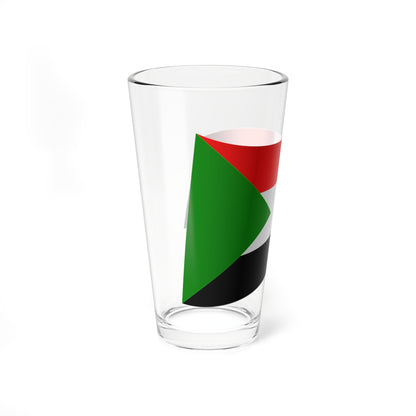 Sudan Flag - iconic waving (Sudan) Pint Glass 16oz