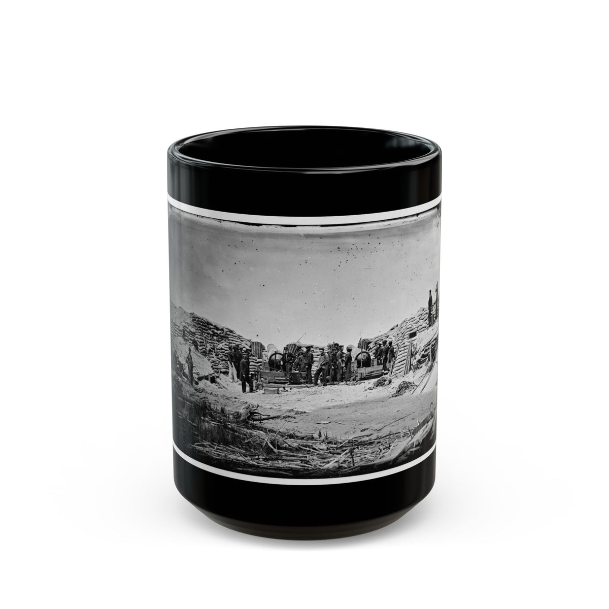 Morris Island, South Carolina. Naval Battery. Two 8-Inch Parrot Rifles. Breaching Battery Against Fort Sumter (U.S. Civil War) Black Coffee Mug