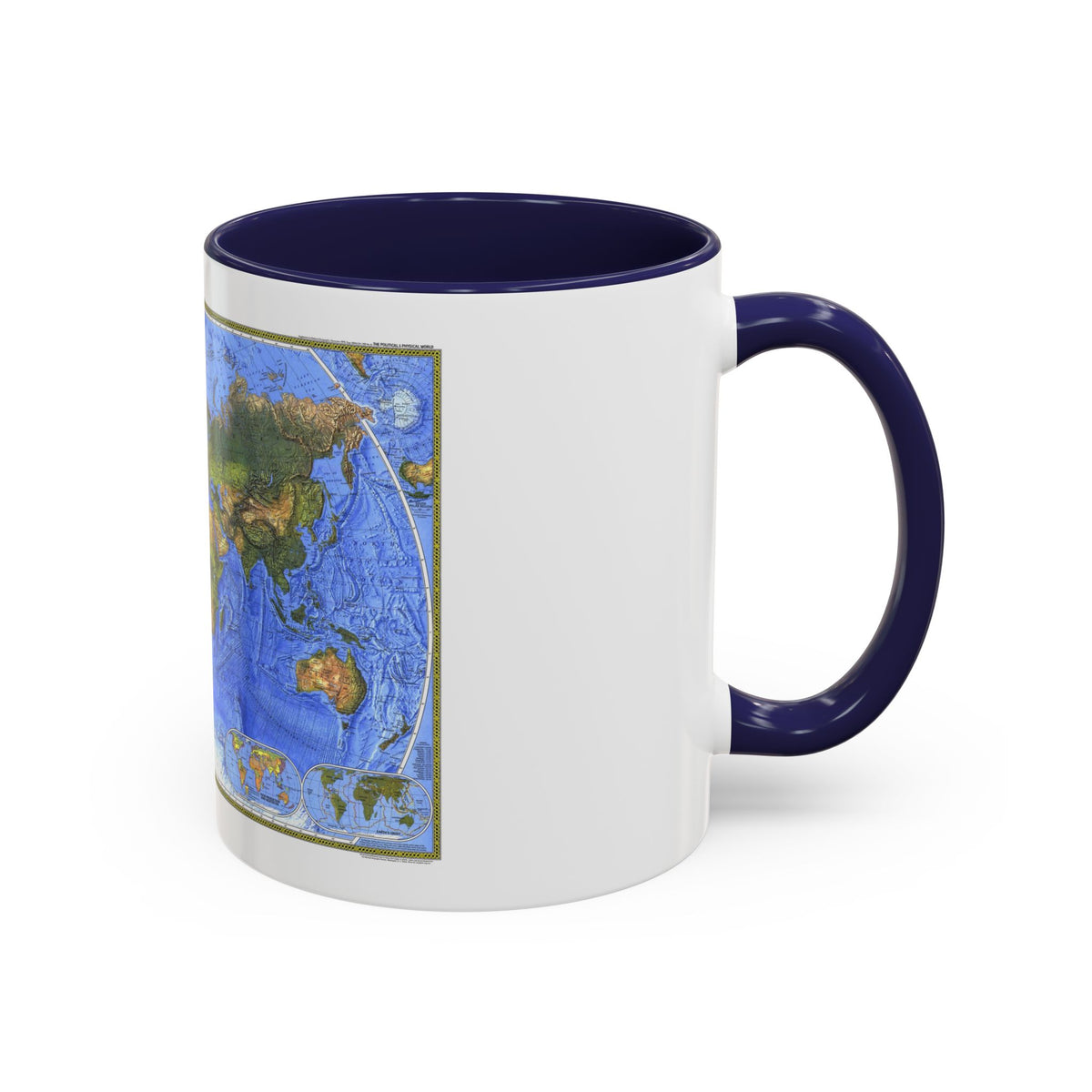 World Map - The Physical World (1975) (Map) Accent Coffee Mug