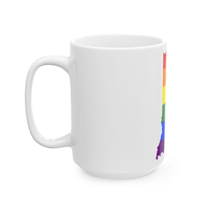 LGBT flag map of Indiana (United States) White Coffee Mug