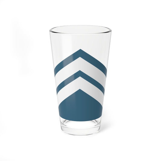 Slate teal upward panel with three stacked off-white chevron stripes on a plain white background.