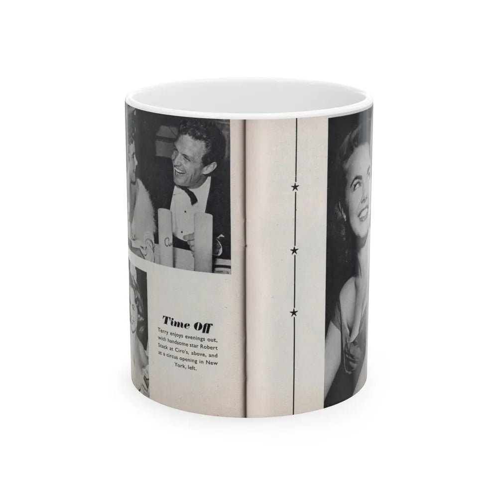 Terry Moore #463 - 66 PHOTOGRAPHS OF Terry MOORE U.K. Pocket Mag. Pages 56 & 57 (Vintage Female Icon) White Coffee Mug-11oz-Go Mug Yourself