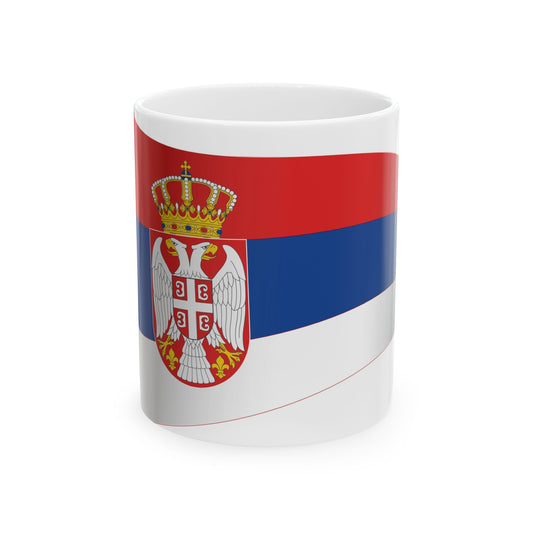 Serbia Flag - iconic waving (Serbia) White Coffee Mug-11oz-Go Mug Yourself