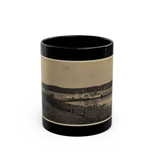 Medical Supply Ships  Connecticut  And  Planter  Docked At A Wharf On The Appomattox River (U.S. Civil War) Black Coffee Mug