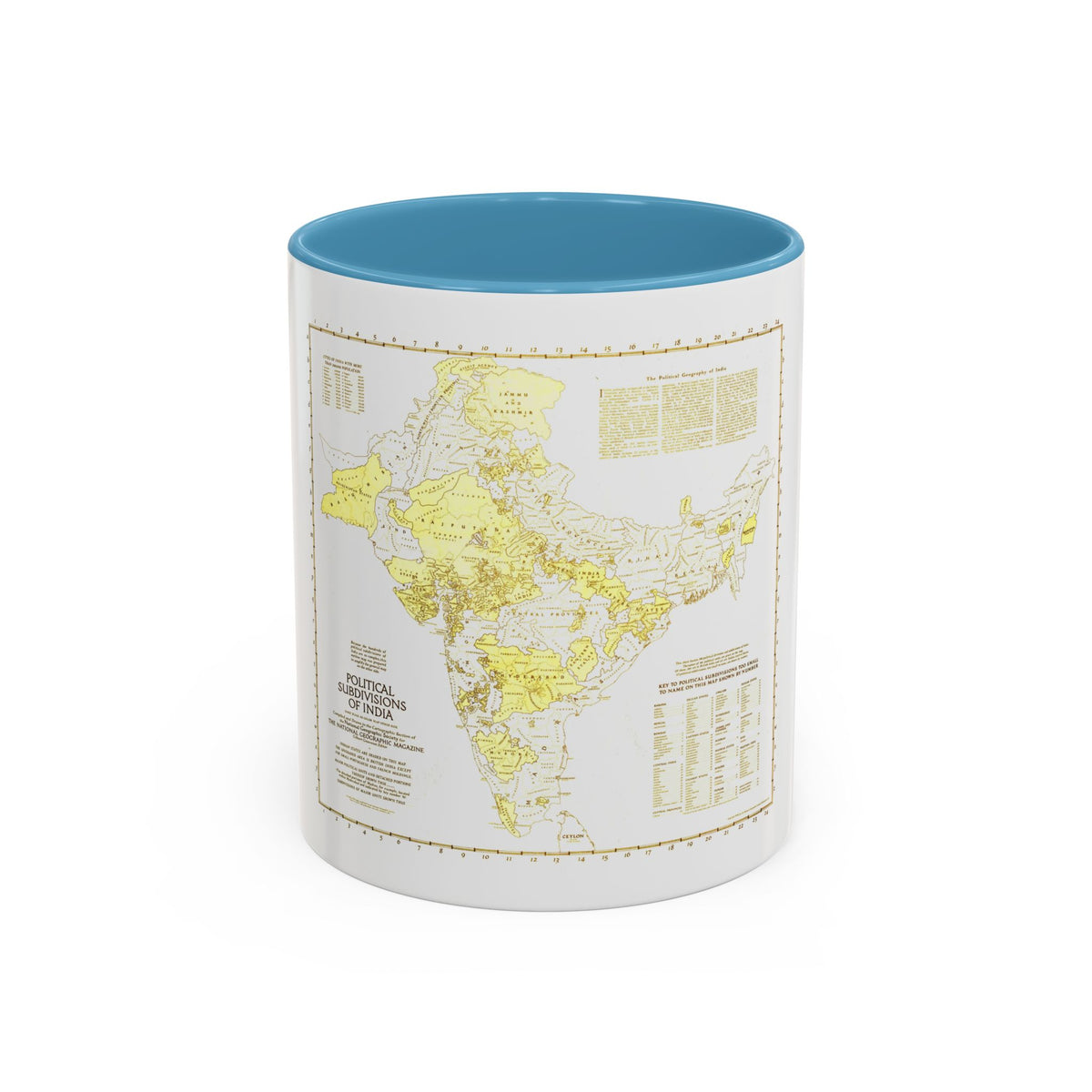 India - Political Subdivisions (1946) (Map) Accent Coffee Mug