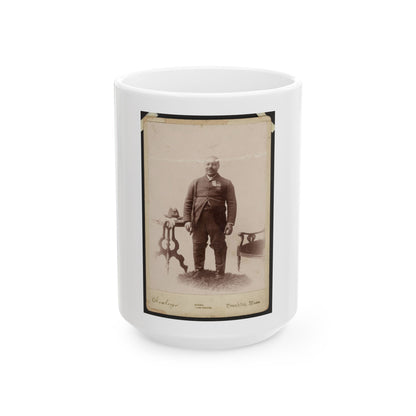 Full-Length Portrait Of An African American Veteran And Gar Member, Standing On Rug Between Table And Chair (U.S. Civil War) White Coffee Mug