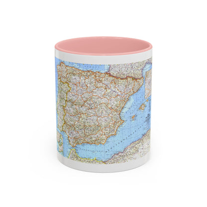 Spain and Portugal (1965) (Map) Accent Coffee Mug