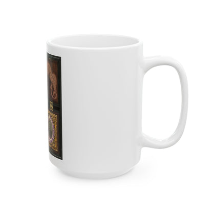 Ulysses S. Grant Of General Staff Regular Army Infantry Regiment; Dried Flowers In Frame On Left (U.S. Civil War) White Coffee Mug