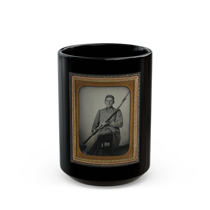 Captain Daniel Turrentine Of Company G, 12th Arkansas Infantry Regiment, In Full Officers' Uniform With Musket (U.S. Civil War) Black Coffee Mug