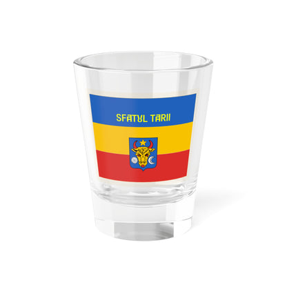 Flag of Sfatul Tarii obverse (Moldova) (Coat of Arms) Shot Glass 1.5oz