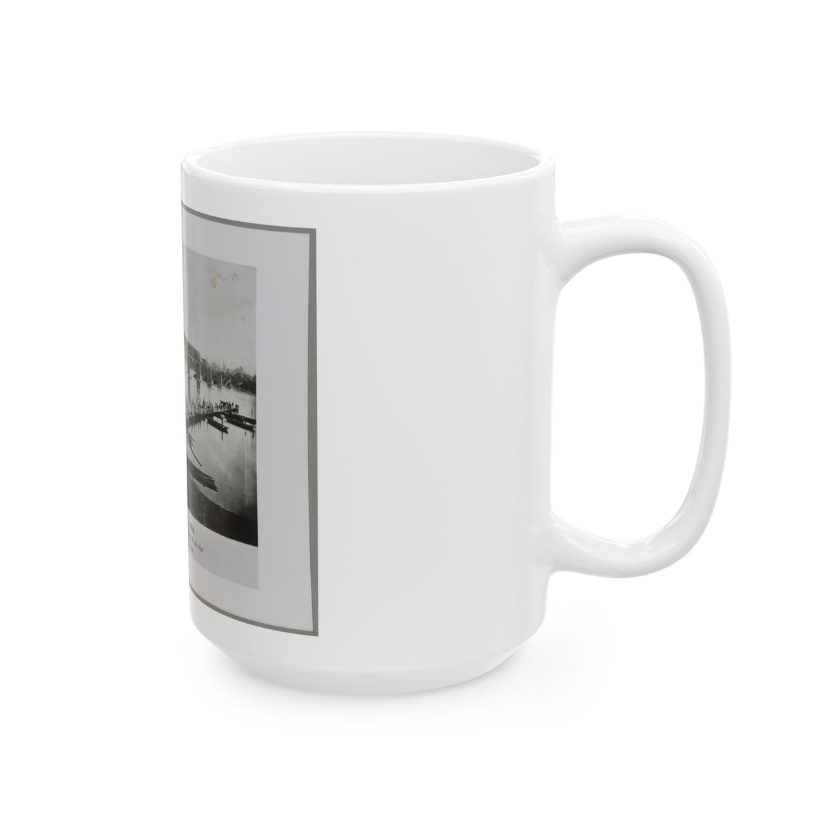 Bridgeport, Tenn. (I.E. Alabama), 1864, Showing Ruins Of Nashville & Chattanooga R.R. Bridge And Construction Of A Pontoon Bridge (U.S. Civil War) White Coffee Mug